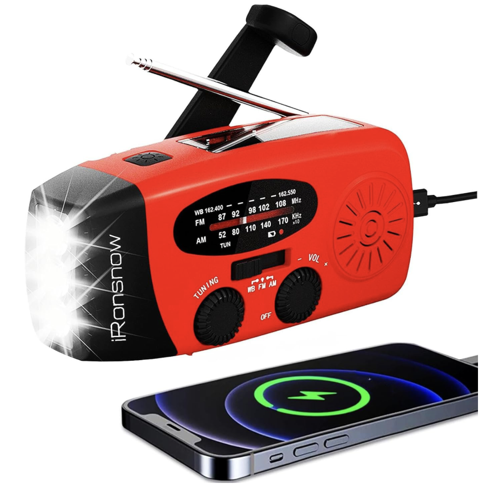 iRonsnow Solar Emergency Hand Crank Radio & Flashlight